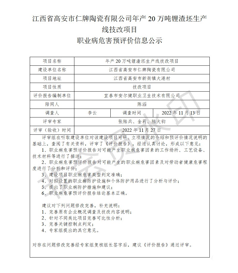 江西省高安市仁牌陶瓷有限公司年產(chǎn)20萬(wàn)噸鋰渣坯生產(chǎn)線(xiàn)技改項(xiàng)目職業(yè)病危害預(yù)評(píng)價(jià)信息公示.jpg